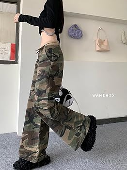 Amazon | [WANSHIX] 迷彩パンツ レディース 原宿系